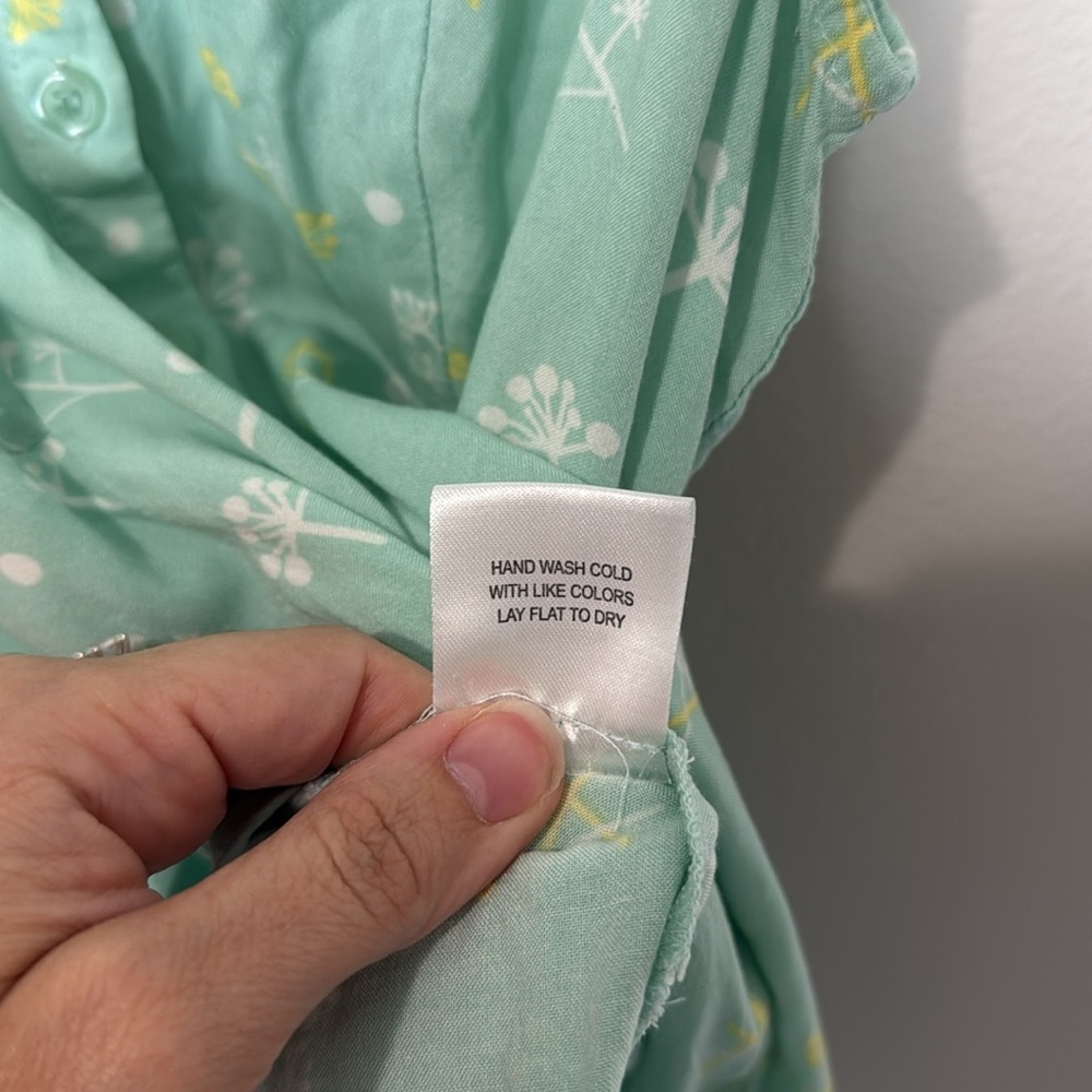 ModCloth Retro Sleeveless Mint Green Tank Floral Button Up Dandelions XS - Picture 9 of 9